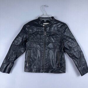 Tom Tailor Biker Jacket Mens Size Small Quilted Faux Leather Full Zip Up Black